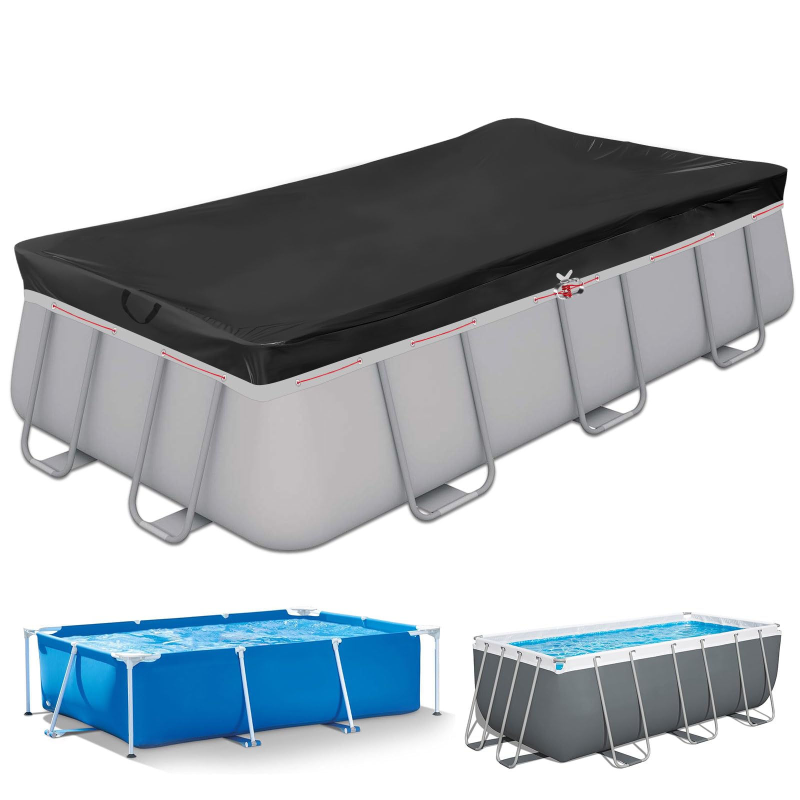 Aipwerer Poolabdeckung Rund für 244-305cm Pool | Pool Plane Ø310cm | Sommer & Winter Poolplane | Reißfest | Abdeckplane für INTEX & BESTWAY Pools