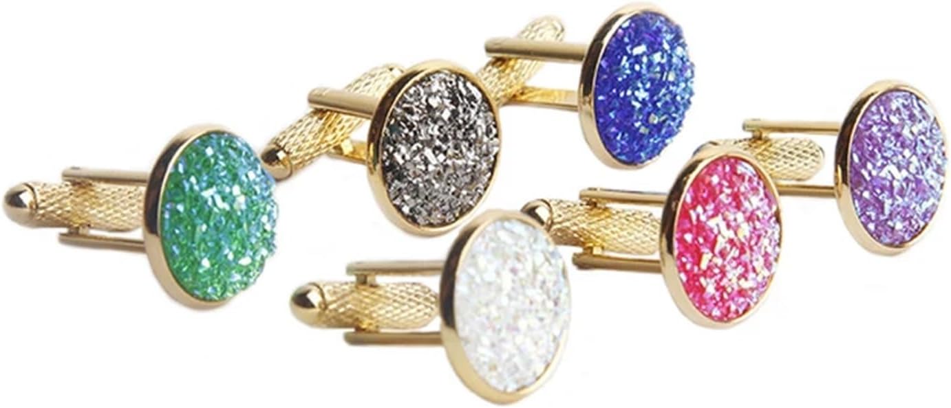 Cuff Links Mens 2 Pairs Simple Shirt Cufflinks for Men Rhinestones Cuff Links Round Sleeve Button Christmas Men's Cuff Link