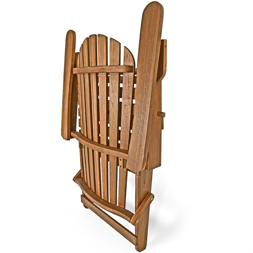 Deuba® Sedia prendisole relax Adirondack in legno d' acacia pieghevole estremità arrotondate per giardino o terrazza