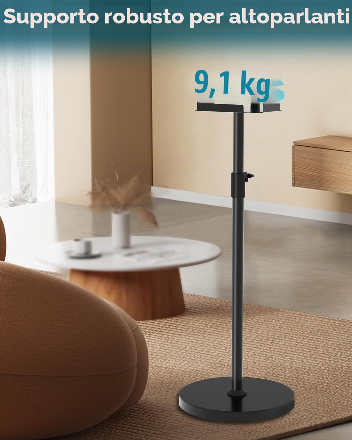 Supporto regolabile in altezza per Bose S1 Pro / S1 Pro Plus / S1 Pro + supporto da pavimento, supporto per altoparlante regolabile in altezza da 114 a 137 cm, altoparlante fino a 9 kg, per Bose S1