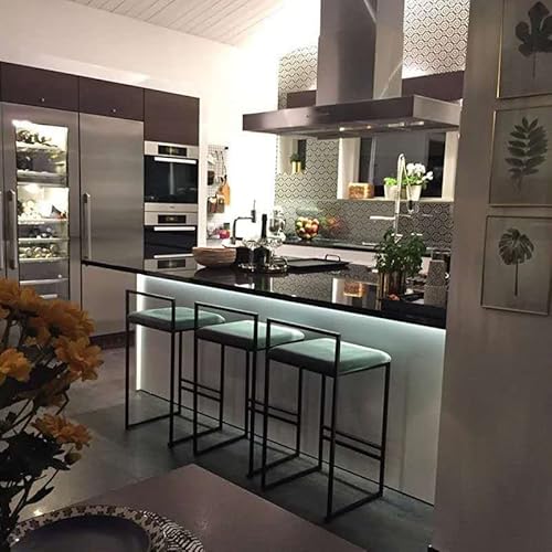 Craftthink Counter Stool, Contemporary Metal Barstool Fabric Upholstered Counter Stool With Metal Base For Shop Bar Home- 8 Pieces Blackish Green Short Stool(30" H) #TOP3