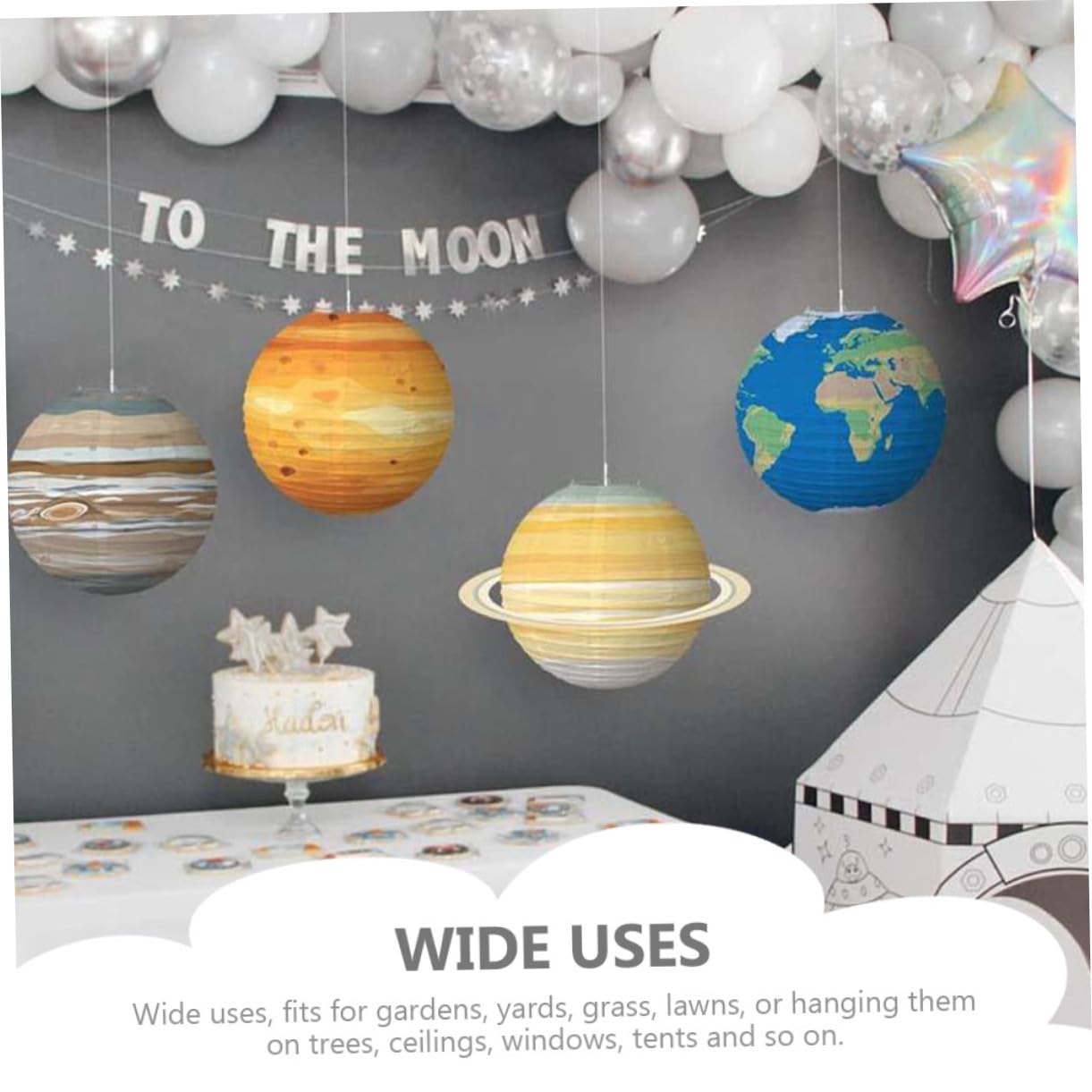 KOMBIUDA 8 Stück Papierlaternen Planeten Motiv Metallrahmen Weltraum Deko Für Kinderzimmer Party Hängend