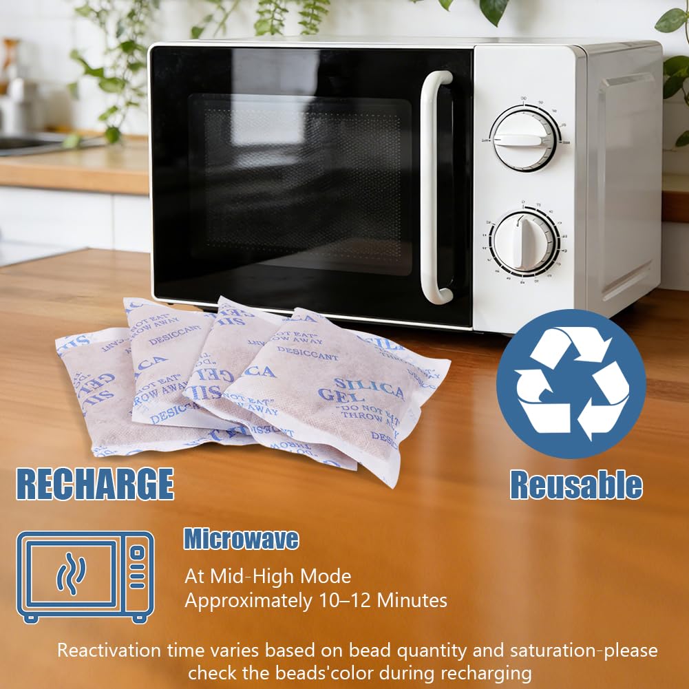 Aolso 100g (8 Bustine) di Gel di Silice Essiccante, Indicatore Essiccante da Arancione a Verde, Riutilizzabili, Gel di Silice Antiumidità per Vestiti, Armadi, Prodotti Elettronici e Gioielli ecc.