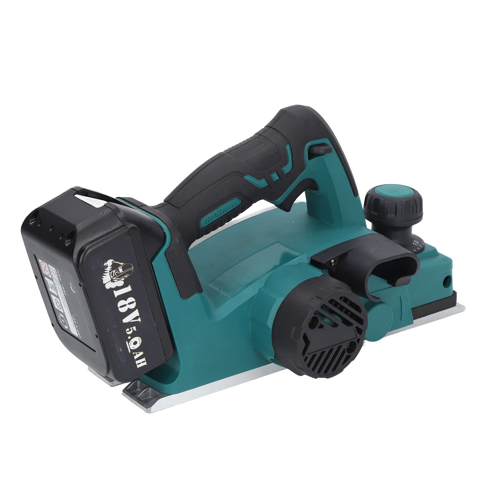 Aramox Strugarka Elektryczna Akumulatorowa, Strugarka Ręczna z ABS, 18 V, 12 000 Obr./min, szerokość 82 Mm, głębokość 3 Mm, Miękki Uchwyt, łatwe Usuwanie wiórów. Wskaźnik Poziomu Baterii do Obróbki