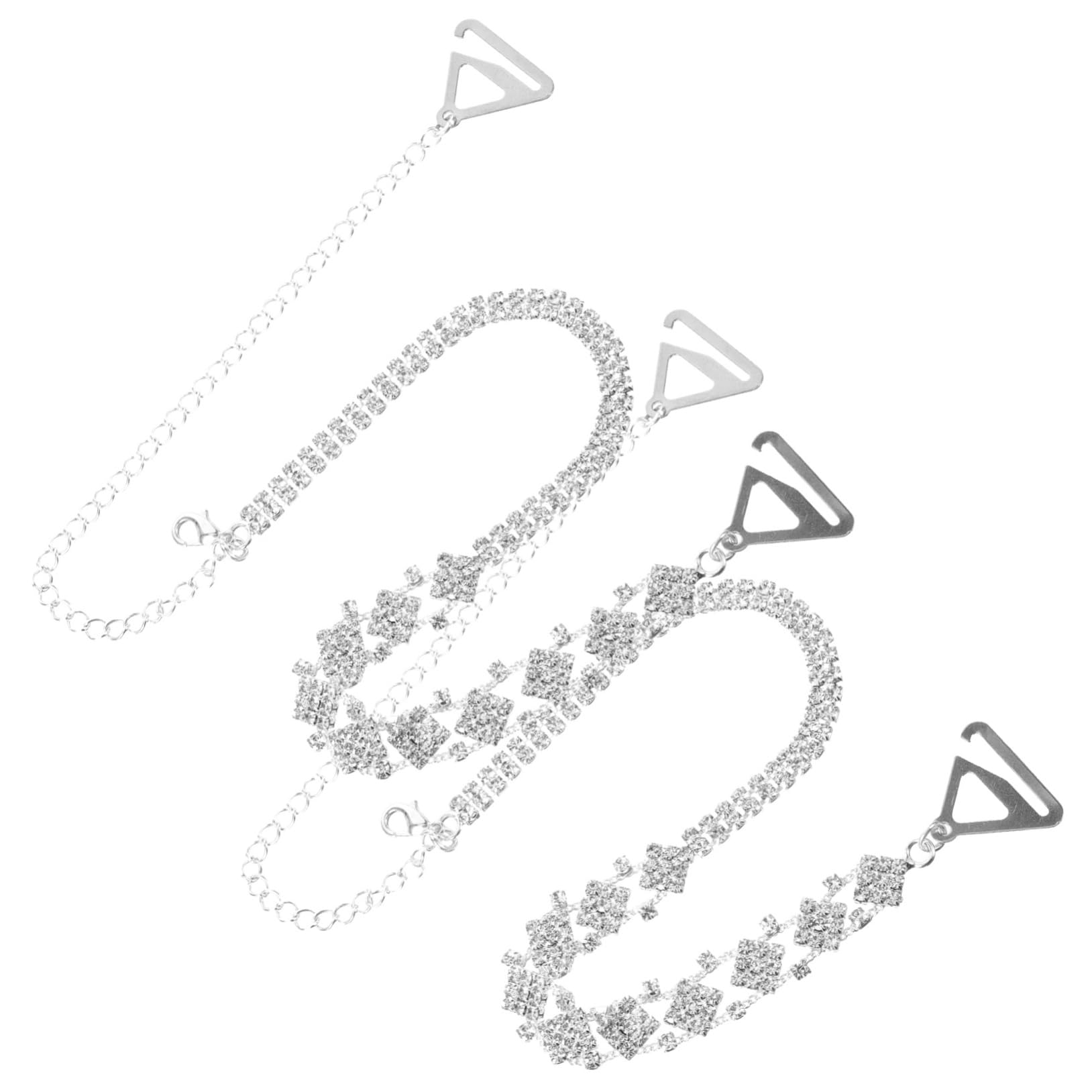 Beavorty Tirantes De Sujetador Invisibles Extraíbles Ajustables Para Boda Lencería Vestido Tirantes De Hombro Correas De Tocador Tirantes De Diamantes De Imitación Metal Plateado