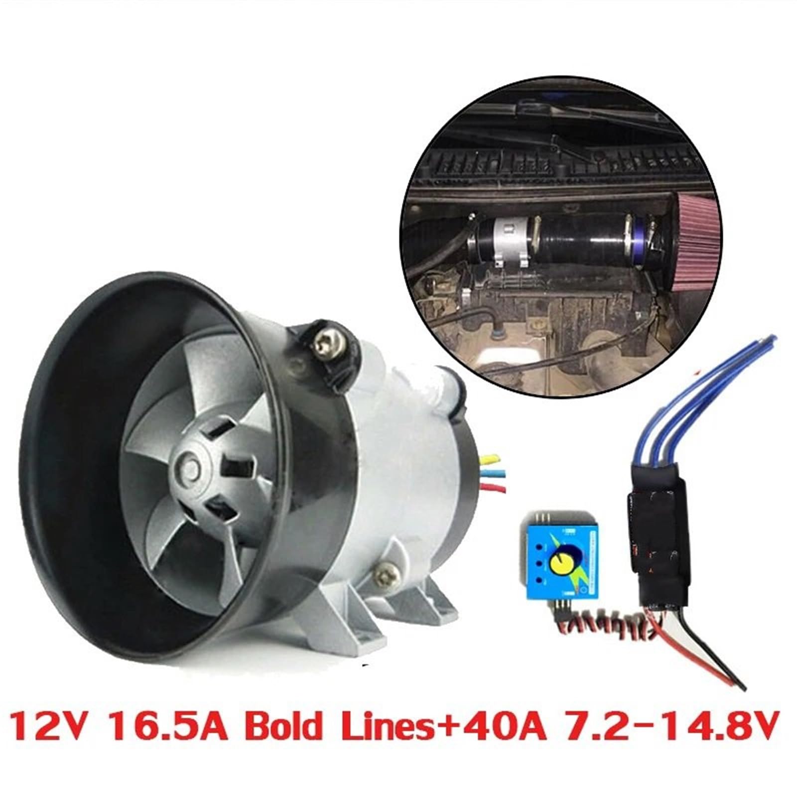 Turbocompresor Cargador Turbo potencia para coche, ventilador entrada aire Tan Boost, 12V, piezas automóvil universales
