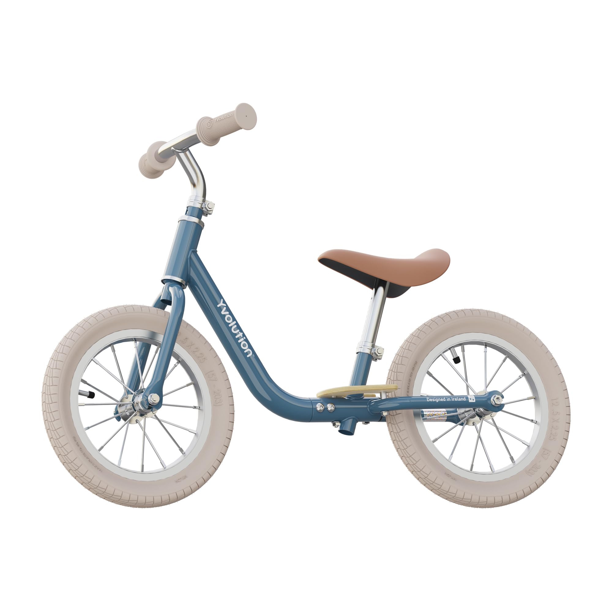 YVolution Draisienne Vintage Yvelo Classic, Roues 12 Pouces Acier, Repose-Pieds Bois, Pneus Gonflables