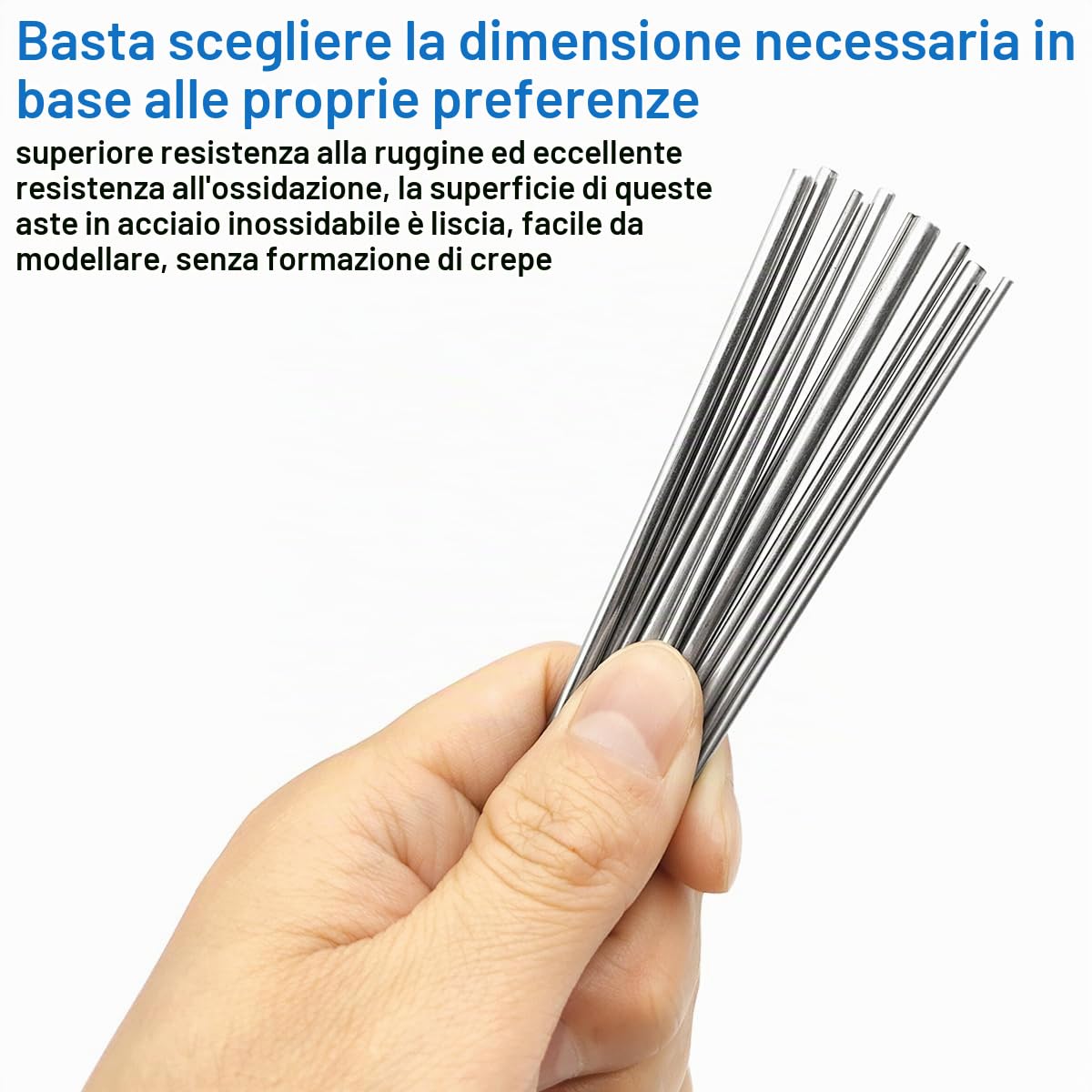 Aste Rotonde Acciaio Inox 304, 6 Misure 1-4 mm x 100 mm, Asta Rotonda in Acciaio Inossidabile