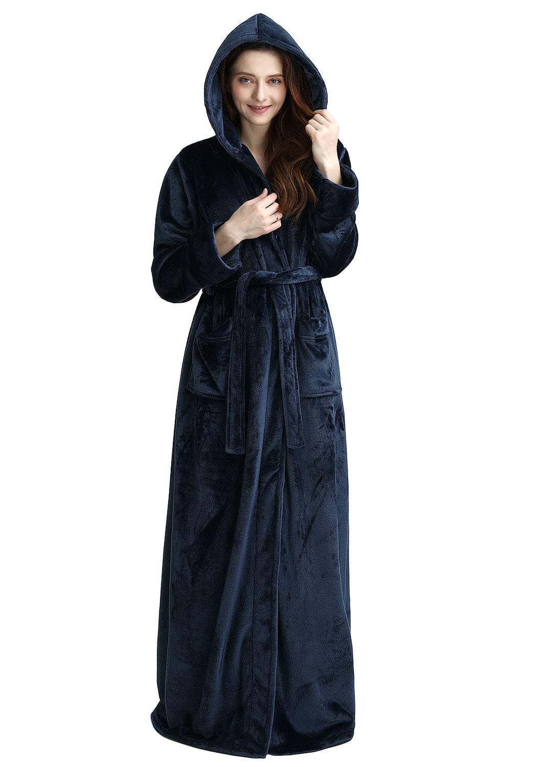 Artfasion Robes for Women with Hood Long Soft Warm Full Length Bathrobes Luxurious Plush Fleece Winter Gifts