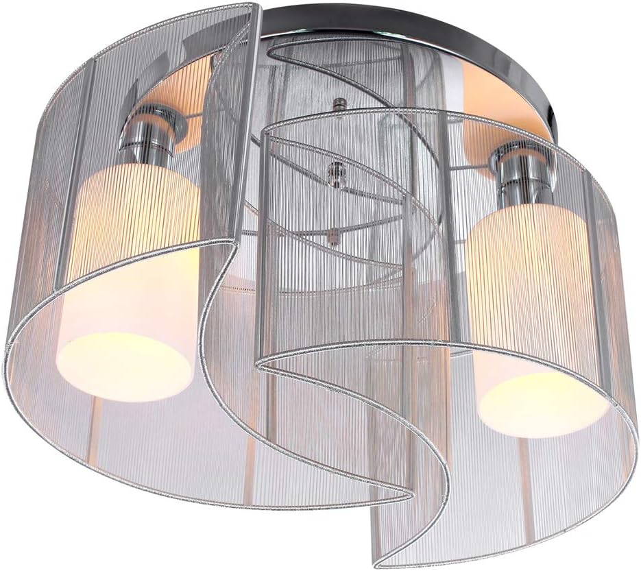 Silver Modern Ceiling Pendant 2 Lights Lamps Lighting Fixture Chandelier Flush Mount Bedroom Bulb Not include