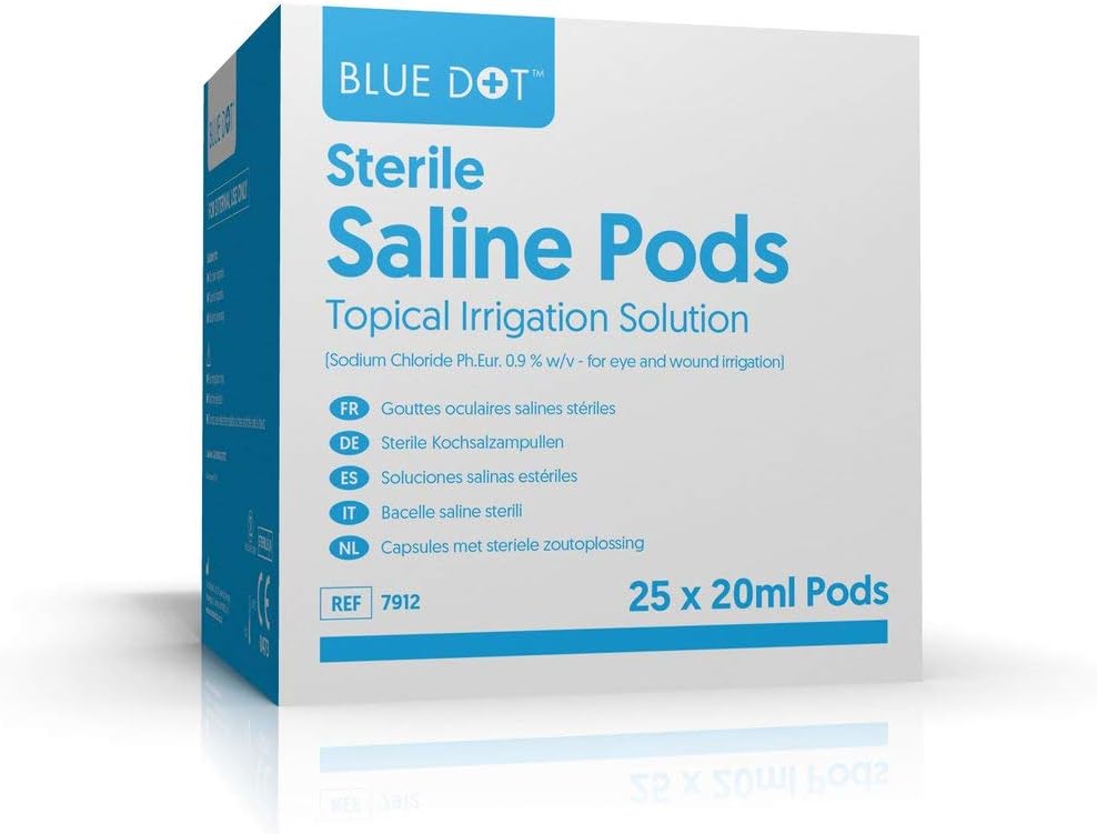 Sterile Saline Solution Eye Wound Eyewash Pods 25 x 20ml Boxed