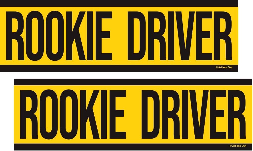 Artisan Owl Rookie Driver - New Driver Safety Funny Magnetic Auto Bumper - 10x3 Car Magnet (2 Magnets)