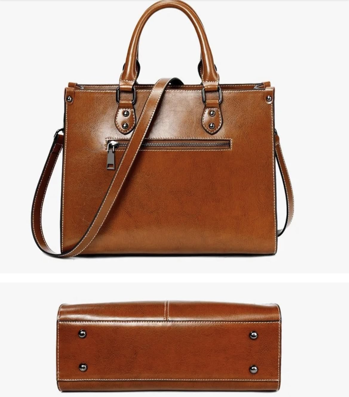 Bolsos de piel auténtica para mujer, bolso de hombro, bolso cruzado, para el trabajo, escuela, negocios, viajes, regalos para mujeres, gran capacidad, con cremallera, correas ajustables y