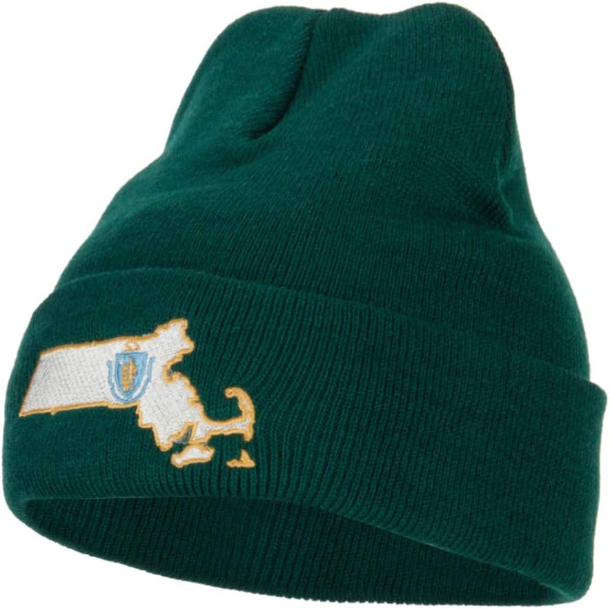 e4Hats.com Massachusetts State Flag Map Embroidered Long Beanie