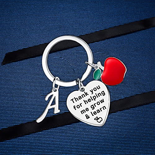 MADHAHEFU Teacher Appreciation Gifts Best Teacher Gifts Teacher's Day Gifts Thank You Gift For Teachers Initial Keychain - Image 3