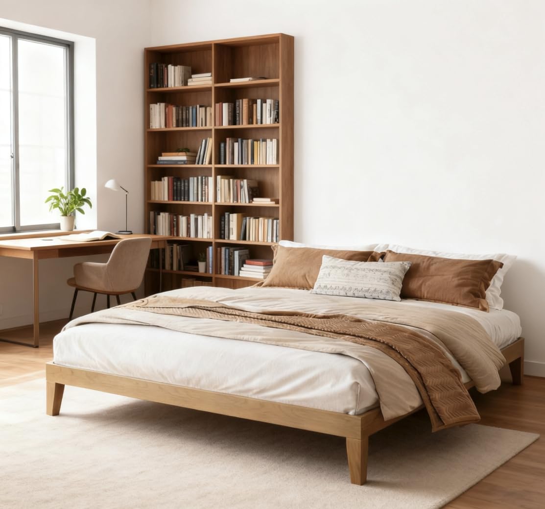 COLAMY Full Size Platform Bed Frame with dimensions