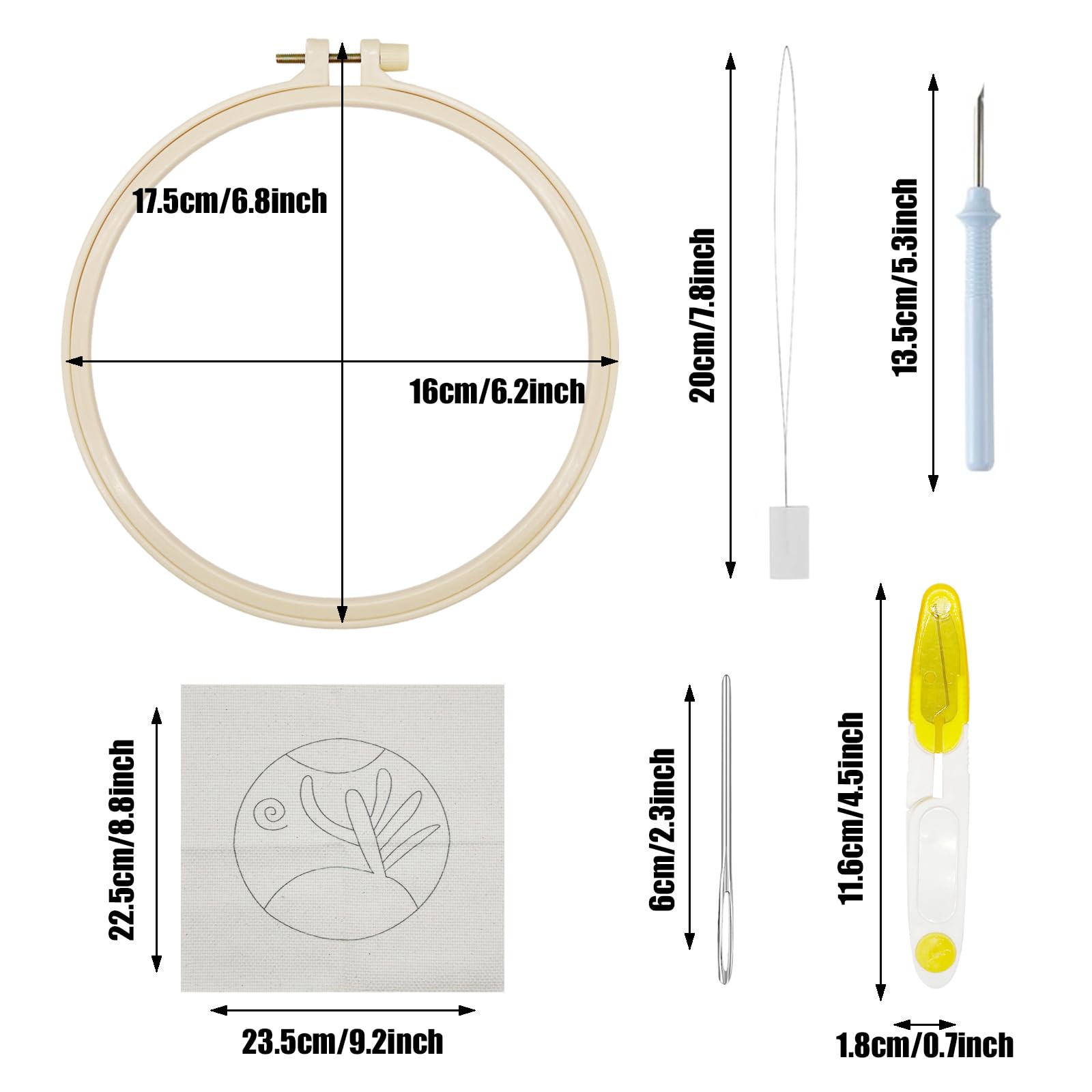 Allazone 4 Punch Needle Starter Kit, Kit di Ricamo per Aghi da Punzonatura con Motivo e Lstruzioni, Set da Ricamo per Principianti e Adulti, Piante e Fiori