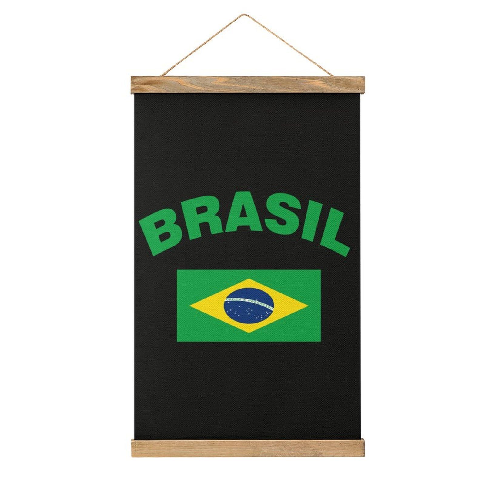 CGSBNGHA Flag of Brazil Wall Art Prints Linen Hanging Painting Scroll Paintings Pictures Decor for Home