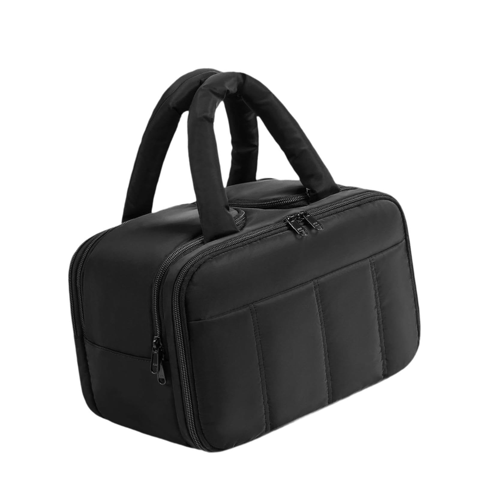 Neceser Organizador de Maquillaje, Bolsa Impermeable con Compartimento Y Cremallera, Poliéster, Apto para Mujeres Y Hombres, Negro