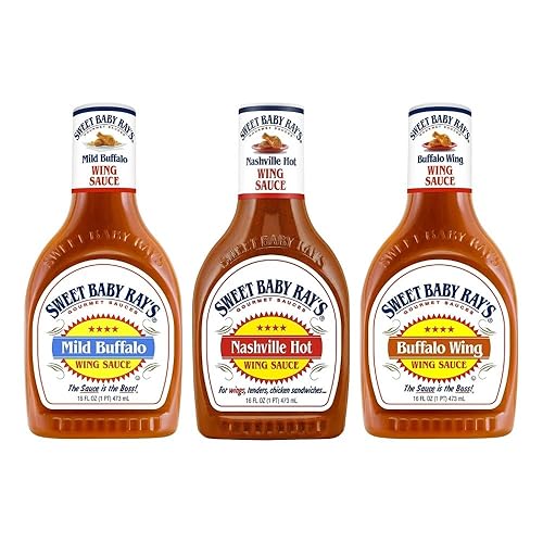 Sweet Baby Ray's Nashville Caliente, Búfalo suave, paquete variado de salsa de ala de búfalo regular, 16 onzas líquidas (paquete de 3)