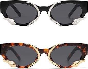 Trendy Sunglasses for Women Men Vintage Narrow Cateye Metal Snake Sunnie Y2k Accessories AP3621