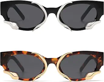 Trendy Sunglasses for Women Men Vintage Narrow Cateye Metal Snake Sunnie Y2k Accessories AP3621