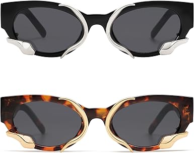 Trendy Sunglasses for Women Men Vintage Narrow Cateye Metal Snake Sunnie Y2k Accessories AP3621
