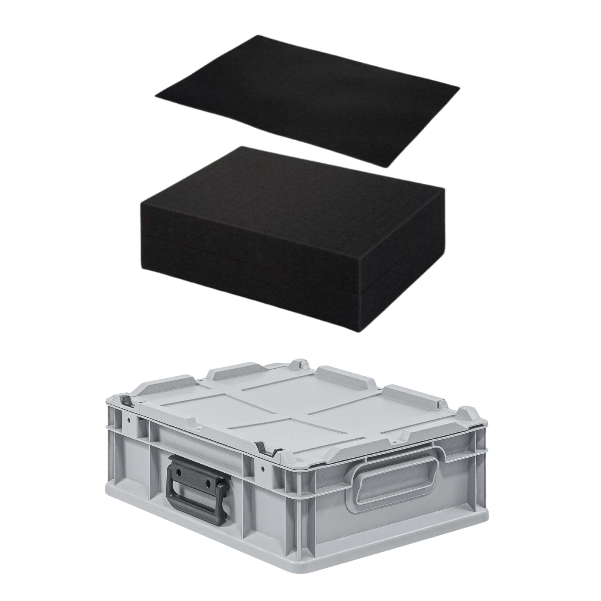 PROREGAL Eurobox NextGen Portable mit Rasterschaumstoff & Schaumstoffeinlage | HxBxT 13,5x30x40cm | 11 Liter | Eurobehälter, Transportbox, Transportbehälter, Stapelbehälter