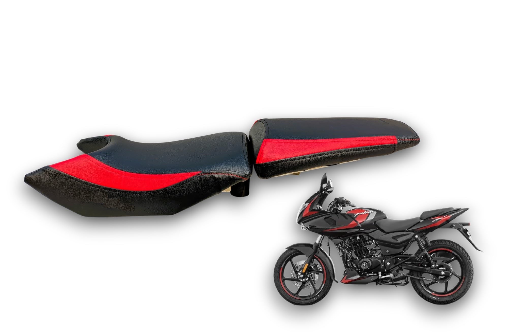 220 F DTSI Split SEAT Cover, Soft Touch,Water Proof,Double Nylon Stitch,RED Black Tone Design,PUL SAR 220 F Bike seat Cover-image-19