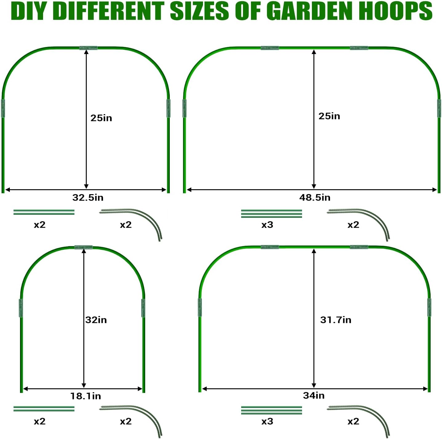 Garden Mesh Netting Kit, 10x30FT Green Ultra Fine Netting with 6 Sets Wide Garden Hoops & 18 Clips, Raised Garden Bed Netting with Frame, Row Cover, Plant Barrier for Vegetables Fruits