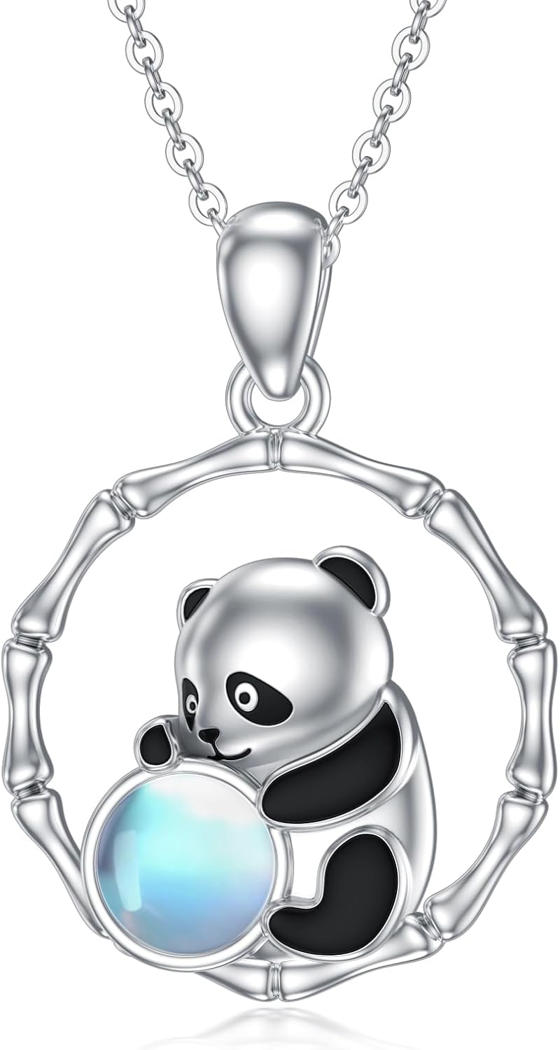 Panda/Fox/Koala/Bunny Necklace for Women 925 Sterling Silver Moonstone Pendant Necklace Cute Animal Jewelry Gift for Mother