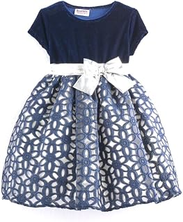 Blueberi Boulevard Baby Girls Floral Geometric Special Occasion Dress, Navy (24 Months) Price In India