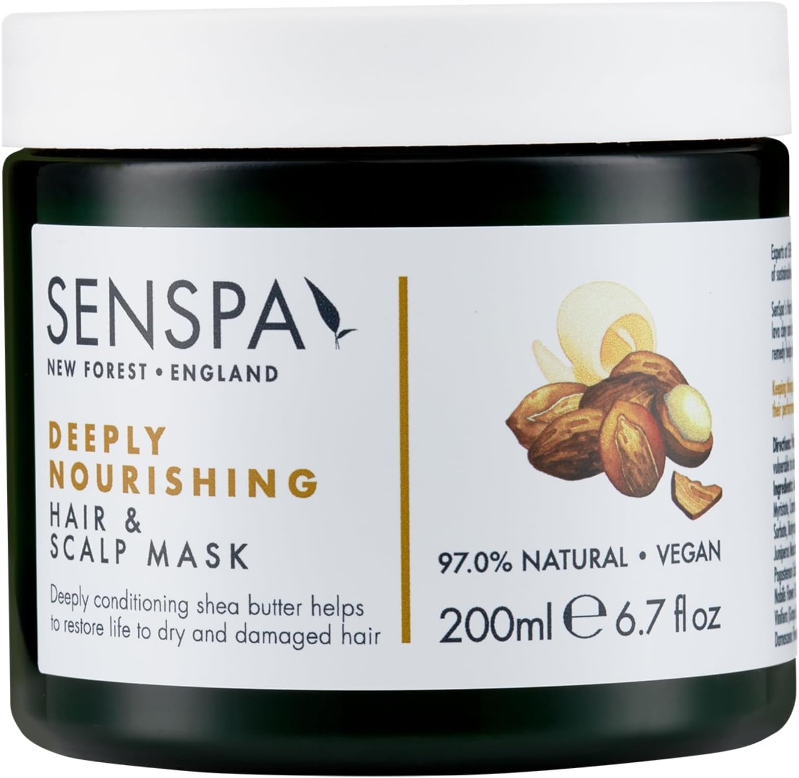 Deeply Nourishing Hair & Scalp Mask - Vegan Deep Conditioning Treatment, Hair Masks for Dry Damaged Hair with Shea Butter, Coconut Oil & Abyssinian Oil, 97% Natural & Paraben Free - 200ml