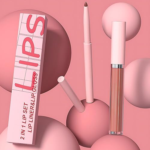 Miniatura 93 de AMY'S DIARY Juego de 2 delineadores de labios y lápiz labial color marrón palisandro mate, brillo de labios verde, lápiz labial líquido mate, 24