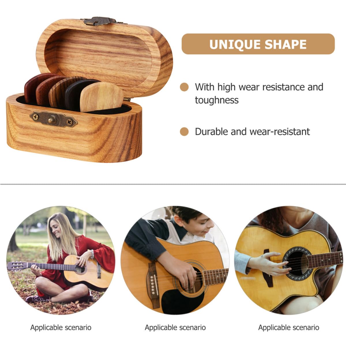 ifundom 3stücke Gitarren-Pick Aufbewahrungsbox Aus Naturholz Praktische Plektrum Lagerung Für Musiker Mit Bunten Picks Tragbar Für Reisen Und Stilvolles Design Für Gitarrenliebhaber