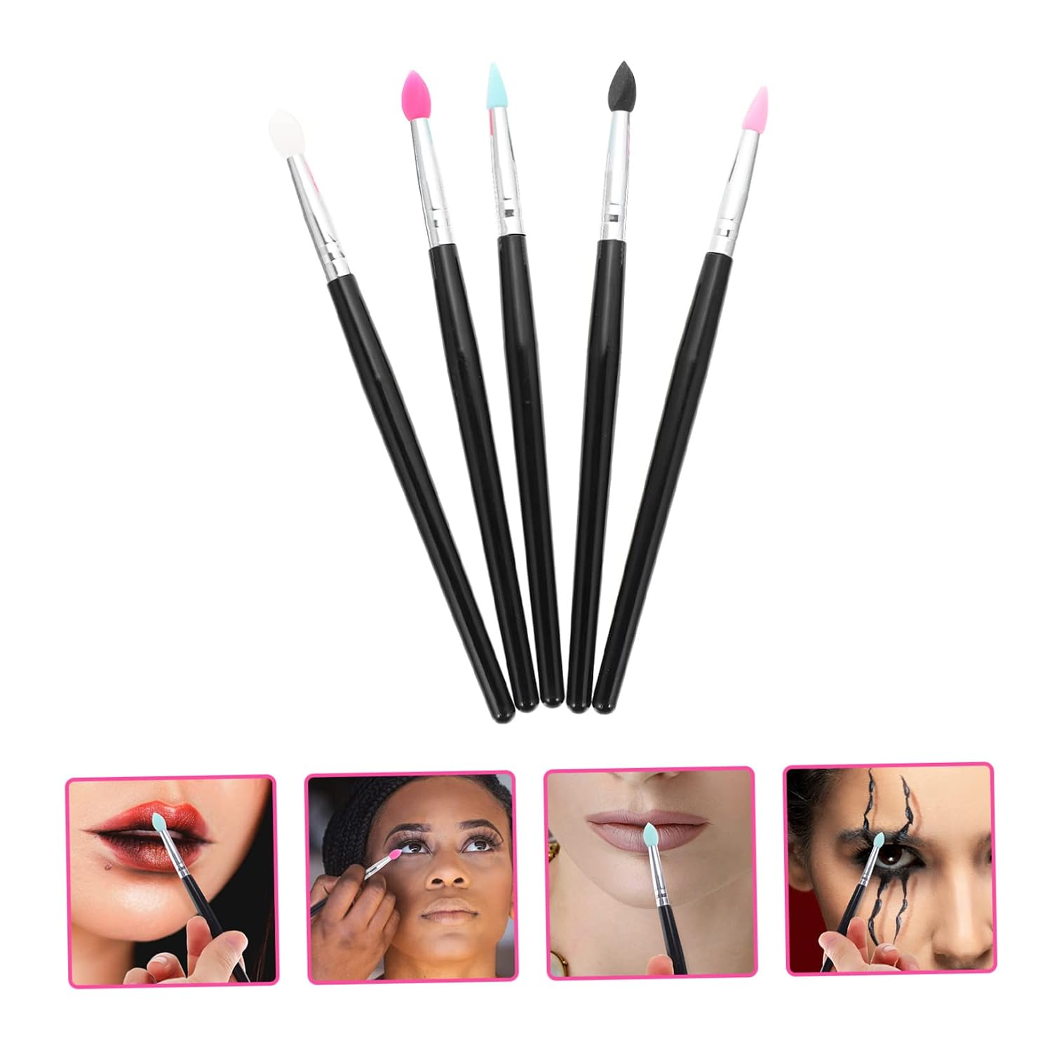 NOLITOY 15pcs Silicone Eyeshadow Brush Professional Makeup Applicators for Lip and Eye Makeup Skin-friendly for Women Birthday and Holiday Use