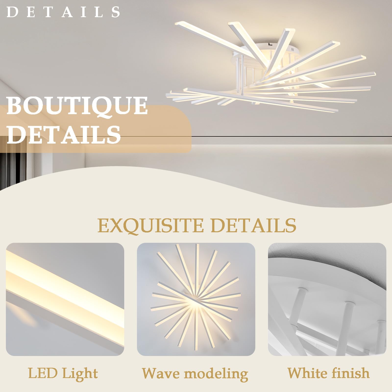 LED Deckenleuchte Moderne Dimmbare Deckenleuchten Dekorative Deckenlampen Mehrkopf Deckenlampe mit Fernbedienung Geeignet für Wohnzimmer Schlafzimmer Esszimmer Küche 9Lichtleisten Weiß