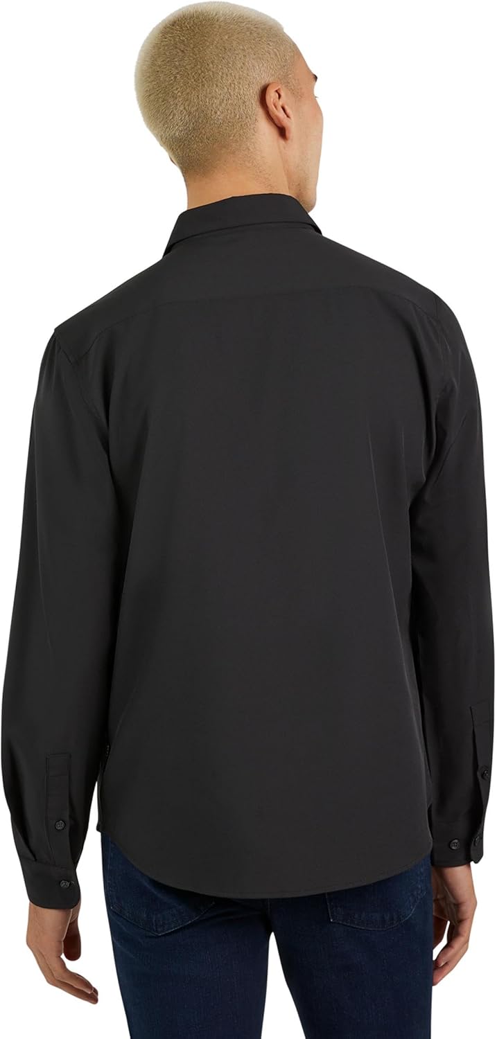 DKNY Men's Button Up Shirt - Slim Fit Long Sleeve for Business and Casual | Solid Color, Stretchy Button Down