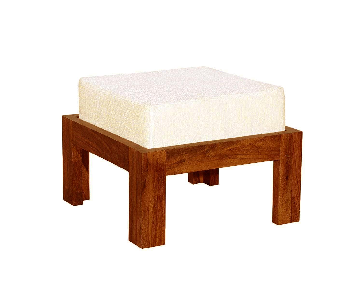 Sheesham Wood Ottoman Square Pouf Stool with Cushion | Multipurpose Strong Wooden Low Height Modern Pouffe Sitting Stool Ideal for Living Room (15x15x12 INCH) - Natural_Finish-image-43