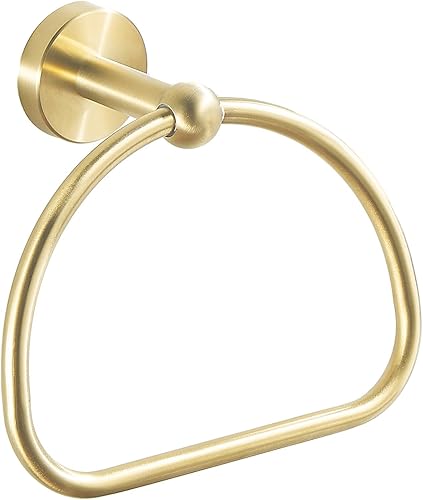 Leyden Toallero de mano dorado cepillado, anillo de toalla de baño, colgador de toalla de mano de baño, colgadores montados en la pared medio
