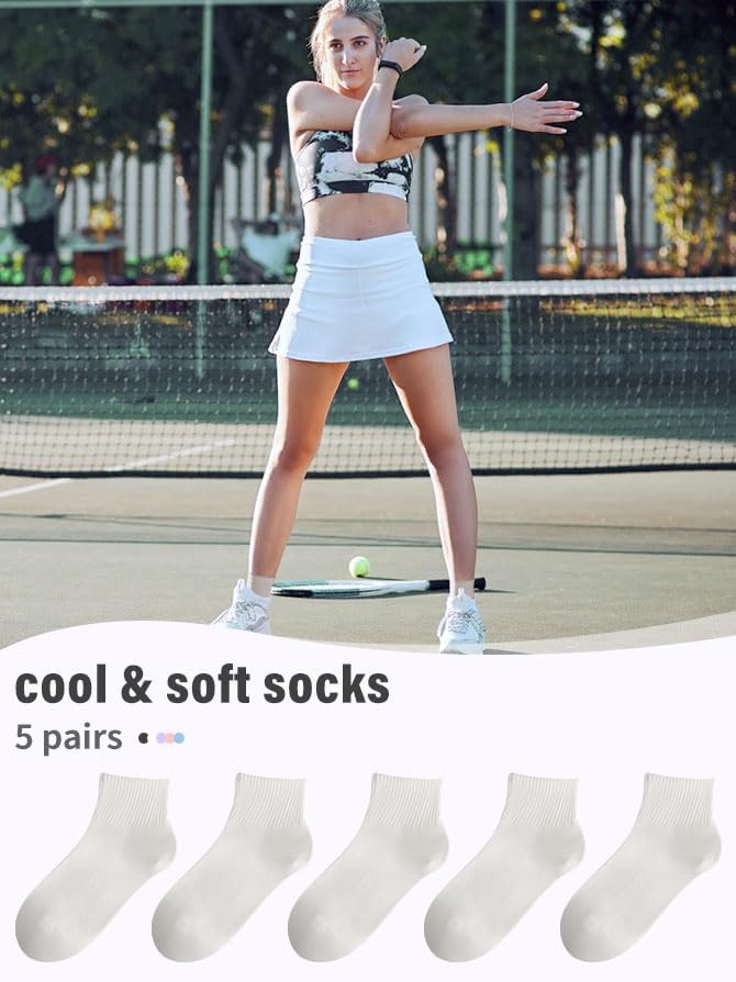 FGZ Womens Crew Socks Breathable Cotton Soft Socks Casual Thin Mid-Calf Socks for Women or Girls,5 Pairs - Image 6