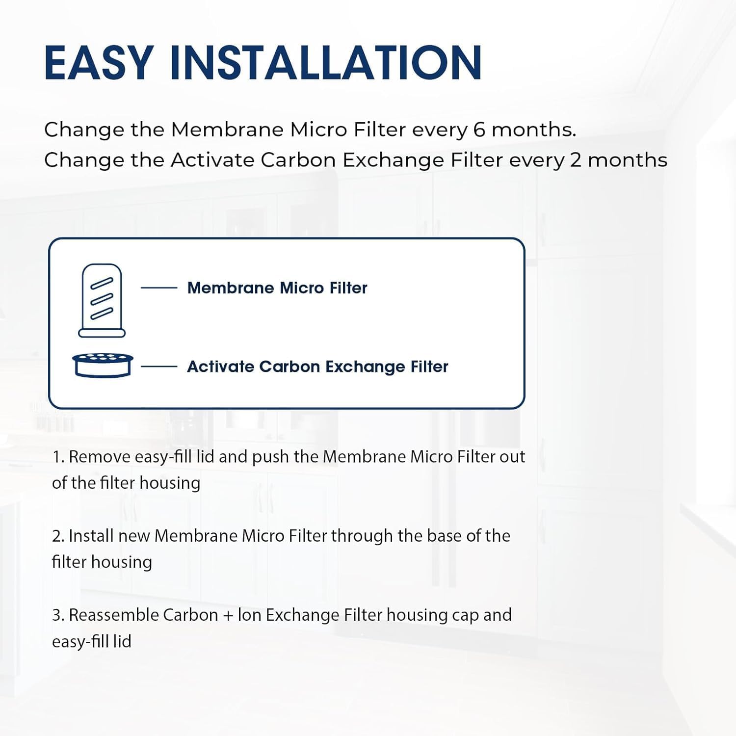 MARRIOTTO Water Filter Replacement for Ls Home Dispenser 18 Cup, Glass Pitcher 7 Cup and GLACIER FRESH Glass pitcher, 3 Activated Carbon + Ion Exchange Filter - Image 6