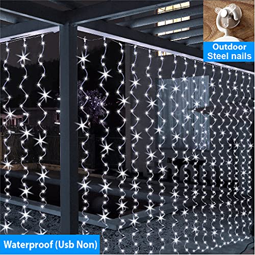 Zsjwl 300 Led White Curtain Lights, 9.8X9.8Ft Diy Windows Fairy String Lights With Remote 8 Modes Timer For Bedroom, Usb Plug In Fairy Curtain Lights For Indoor Outdoor Weddings Party Garden Wall thumb #3