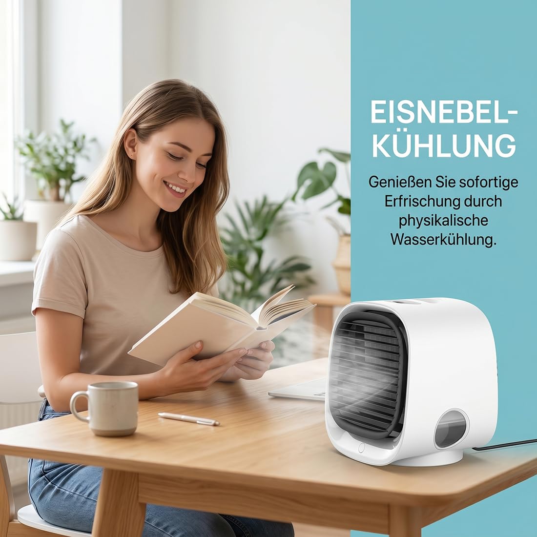 Aira Breeze Luftkühler, Air Breeze Klimaanlage,Airabreeze Kleine Klimaanlage für Zimmer,USB-betriebener Klimagerät für Familie (Weiß)