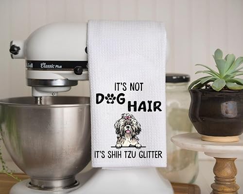 Miniatura 2 de FundingCharlee Toalla de cocina con purpurina It's Not Dog Hair It's Shih Tzu, regalos para amantes de los perros, toallas para perros, decoración