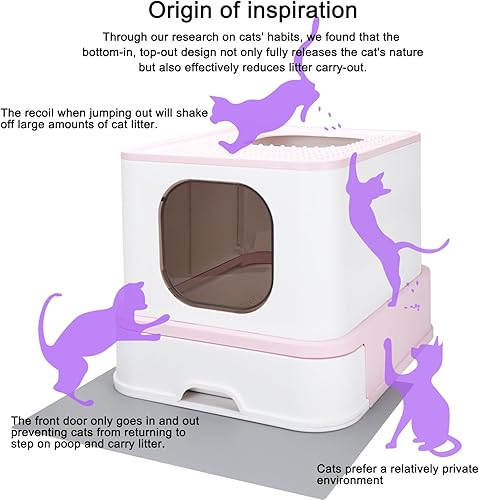 Miniatura 6 de RIZZARI Caja de arena grande plegable para gatos, caja de arena para gatos con tapa, antideslizante, fácil de limpiar y cucharada (actualización,