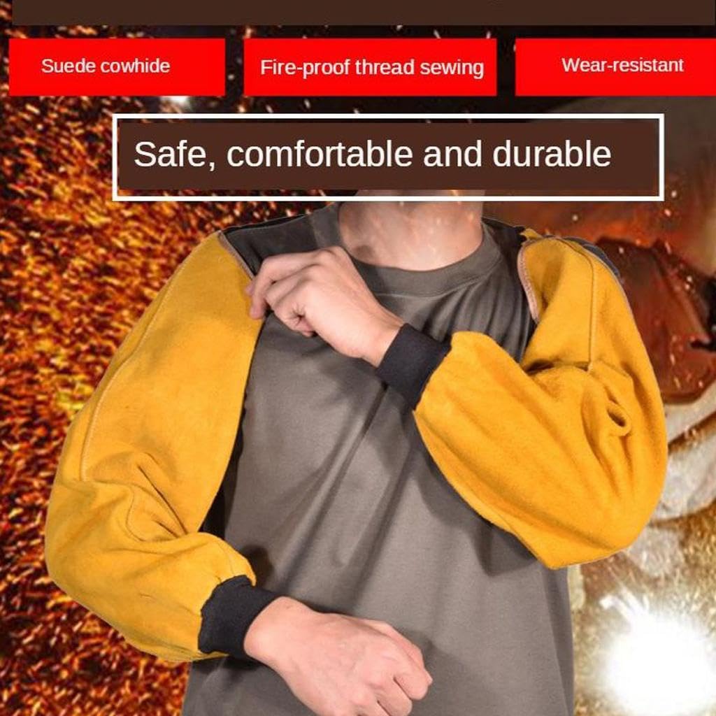 Maniche Di Saldatura In Pelle Di Vacca – Proteggibraccio Antifiamma Per Saldatura E Giardinaggio