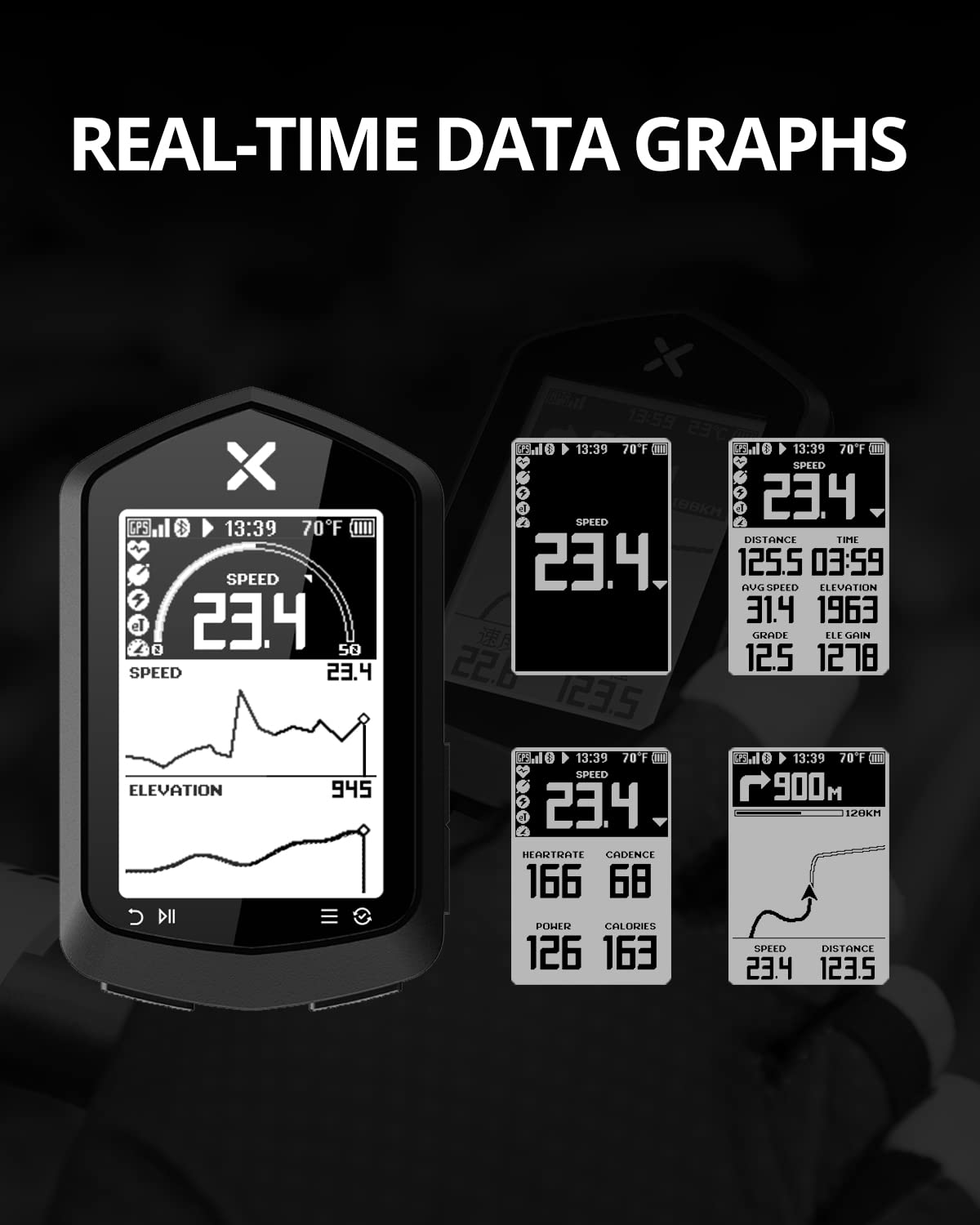 XOSS NAV Cycling/Bike Computer GPS Wireless Ant+ Cycling Computer GPS with Bluetooth, IPX7 Waterproof Bicycle Speedometer Odometer with 2.4Inch LCD and Auto Backlight Fits All Bikes