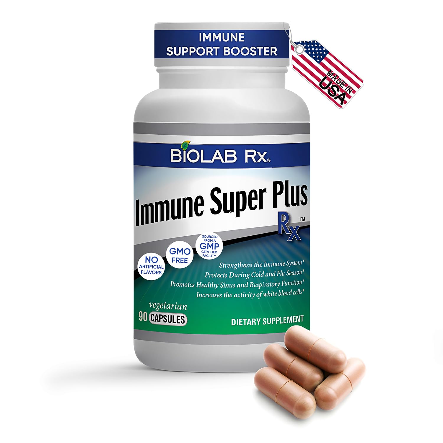 Immune Super Plus Rx- Natural Immune System Booster Natural Immune & Respiratory System Support Supplement - with Elderberry, Goldenseal, Astragalus, Mushrooms-Cordyceps, Reishi, Chaga, Turkey Tail