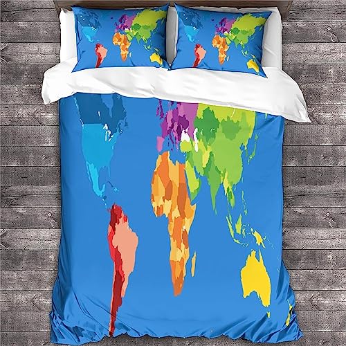 Parure de lit world map King 220x240cm avec housse de couette microfibre et taies - 4